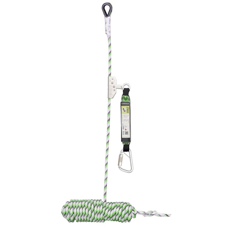 Kratos Veiligheidslijn met Vaste RVS Lijnklem met Energie-absorber Koord 12 mm - Lengte 30 M