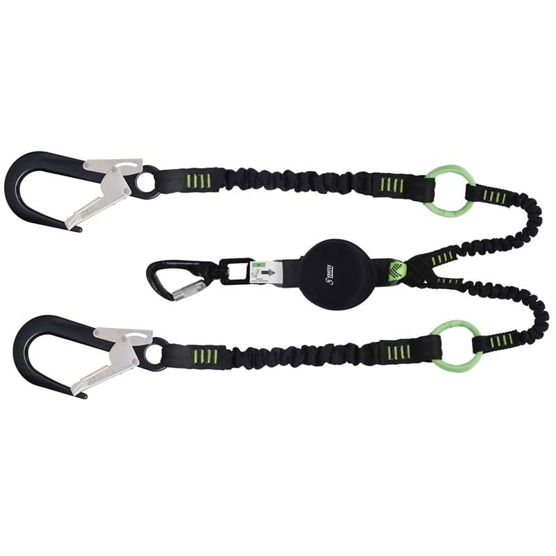Kratos Elastische Y-lijn 45 mm Verstelbaar Max 2 m incl. Aluminium Karabijnhaak en 2x Aluminium Steigerhaken