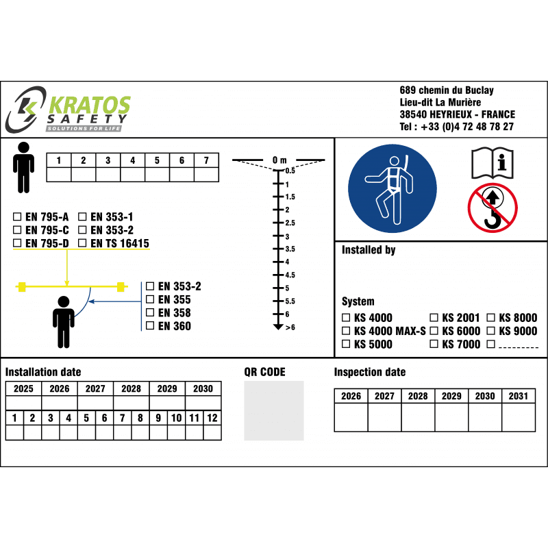 Kratos SKYLINE Identificatieplaat voor de 4 KS-systemen