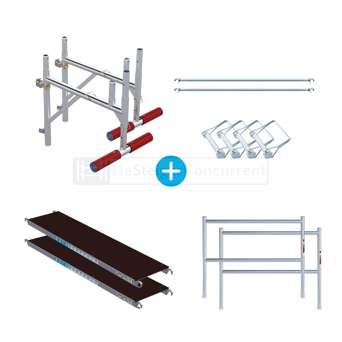 Euroscaffold Uitwijkconsole Complete Set (verstelbaar) - L250xB135cm - Carbon-Deck® platformen